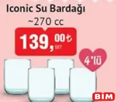 PAŞABAHÇE ICONİC SU BARDAĞI 4'LÜ 270 CC PAŞABAHÇE ICONİC SU BARDAĞI 4'LÜ 270 CC